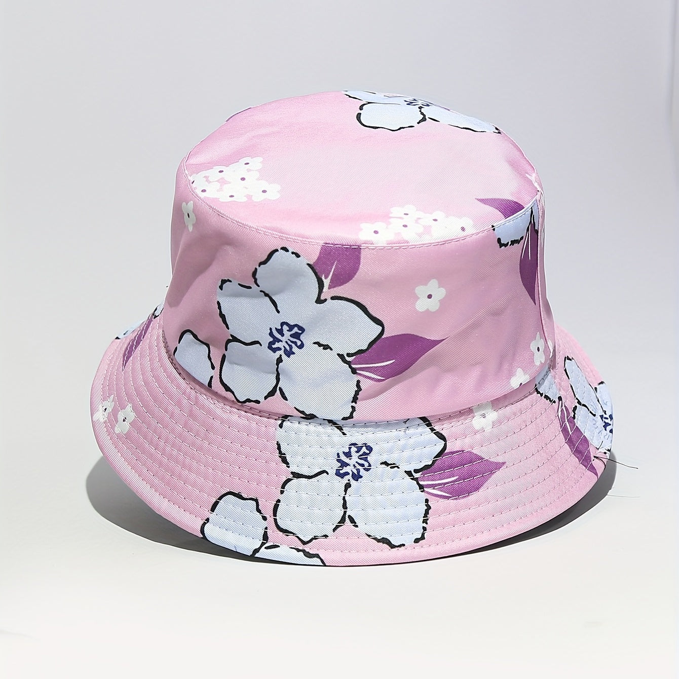 Flower Print Bucket Hat Pink Lightweight Sun Hat