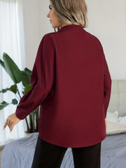 Button Up Lantern Sleeve Blouse