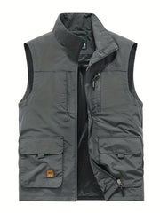 Men's Cargo Vest Outdoor Fishing Zip Up Spring Summer