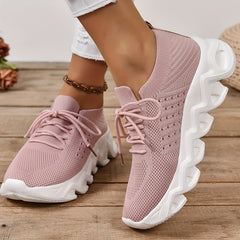 Women's Chunky Knit Sneakers Lace Up Running Sports Shoes