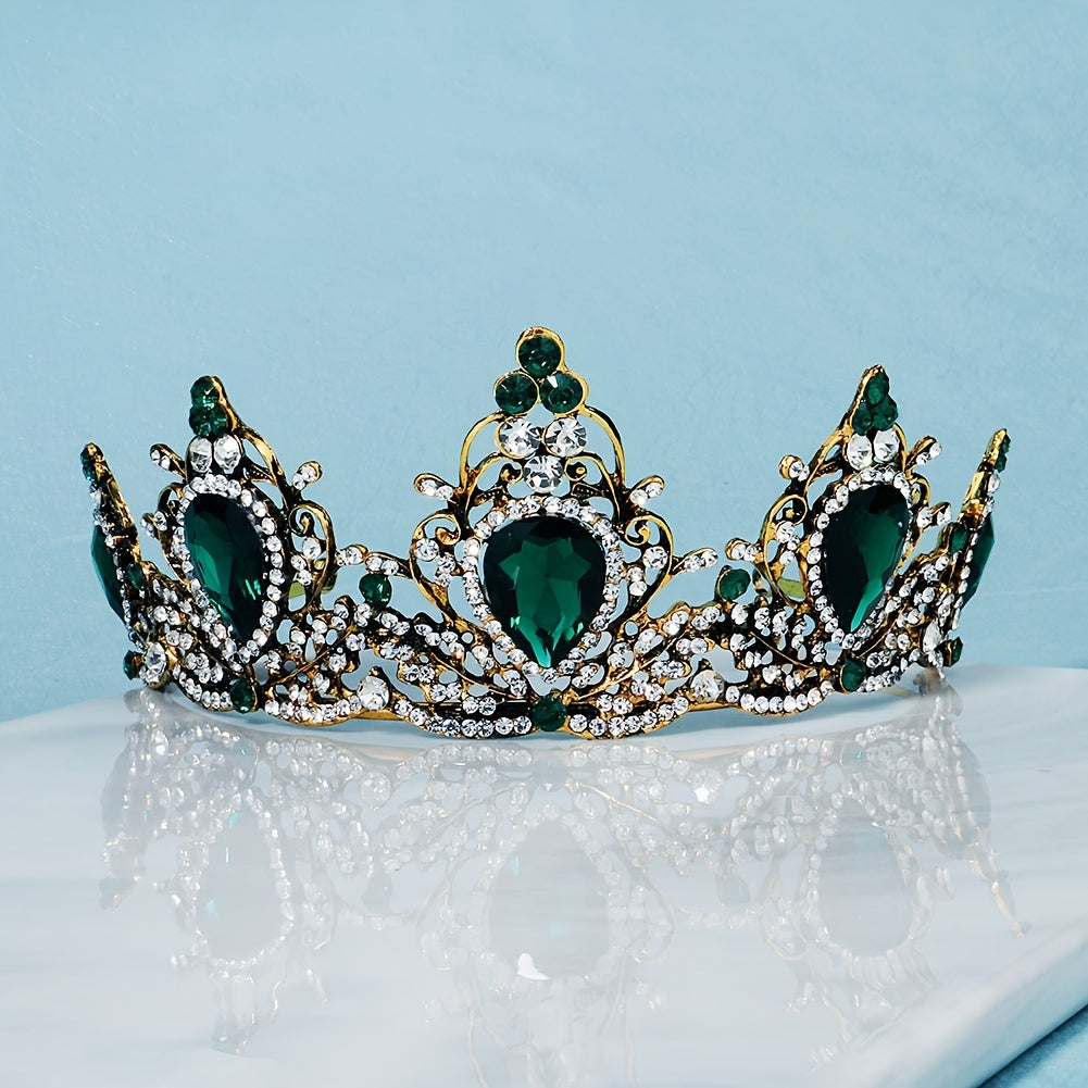 Rhinestone Crown Headband Purple Green Hairband