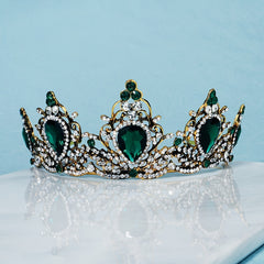 Rhinestone Crown Headband Purple Green Hairband