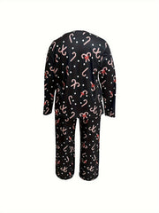 Xmas Lounge Set Women's Lollipop & Polka Dot Print Tee & Pants