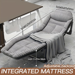 Outdoor Folding Bed with Side Pocket & Blanket for Office Nap