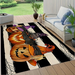HAPPY HALLOWEEN Pumpkin Kitchen Rug Retro Halloween Carpet