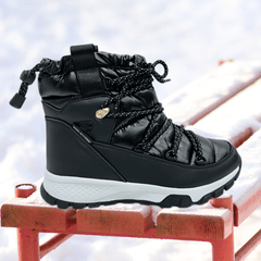 Women's Waterproof Snow Boots Plush Inner Thermal Mid Calf Lace-up Hiking Boots