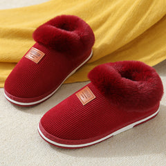 Anti slip Winter Warm Shoes Faux Fur Trim Slip on Thermal Shoes