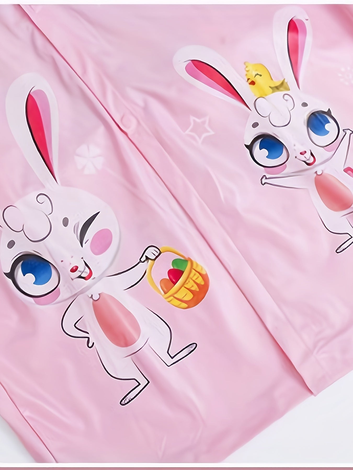 Sweet Girls Boys Splicing Bunny Long Sleeve Hooded Raincoat