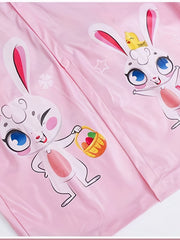 Sweet Girls Boys Splicing Bunny Long Sleeve Hooded Raincoat