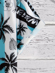 Men's Summer Palm Tree Stripe Hawaiian Shirt