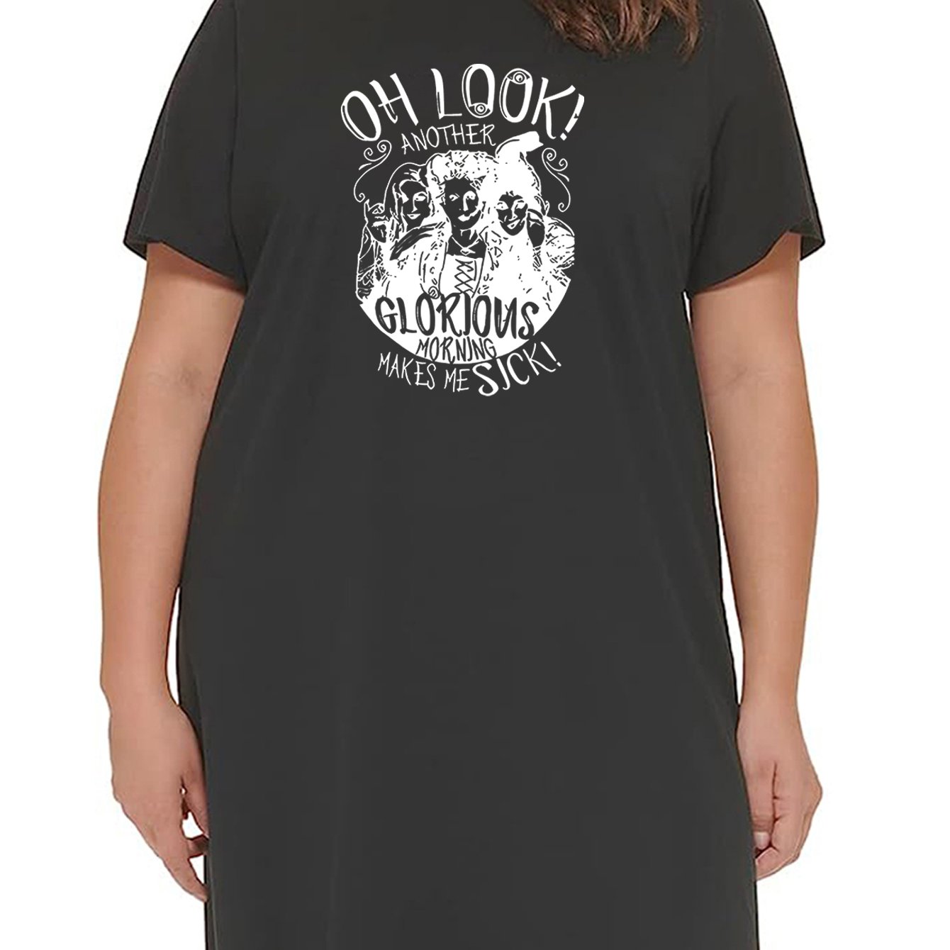 Witch & Letter Print Stretch Tee Sleep Dress