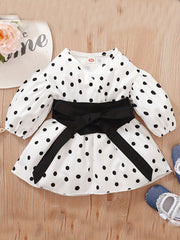 Polka Dot Print Puff Sleeve Dress for Baby Girls