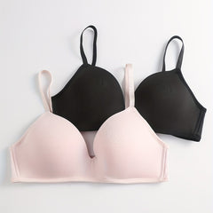 2pcs Solid T Shirt Bras Comfy Push Up Bra Women's Lingerie
