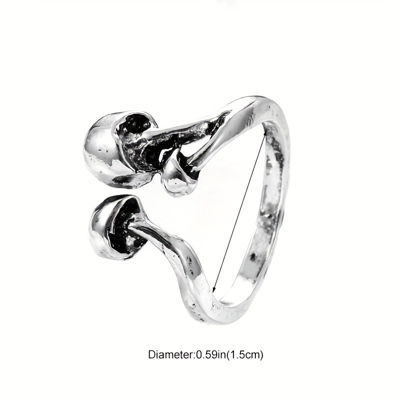 Vintage Mushroom Ring Silver Plated Adjustable Jewelry
