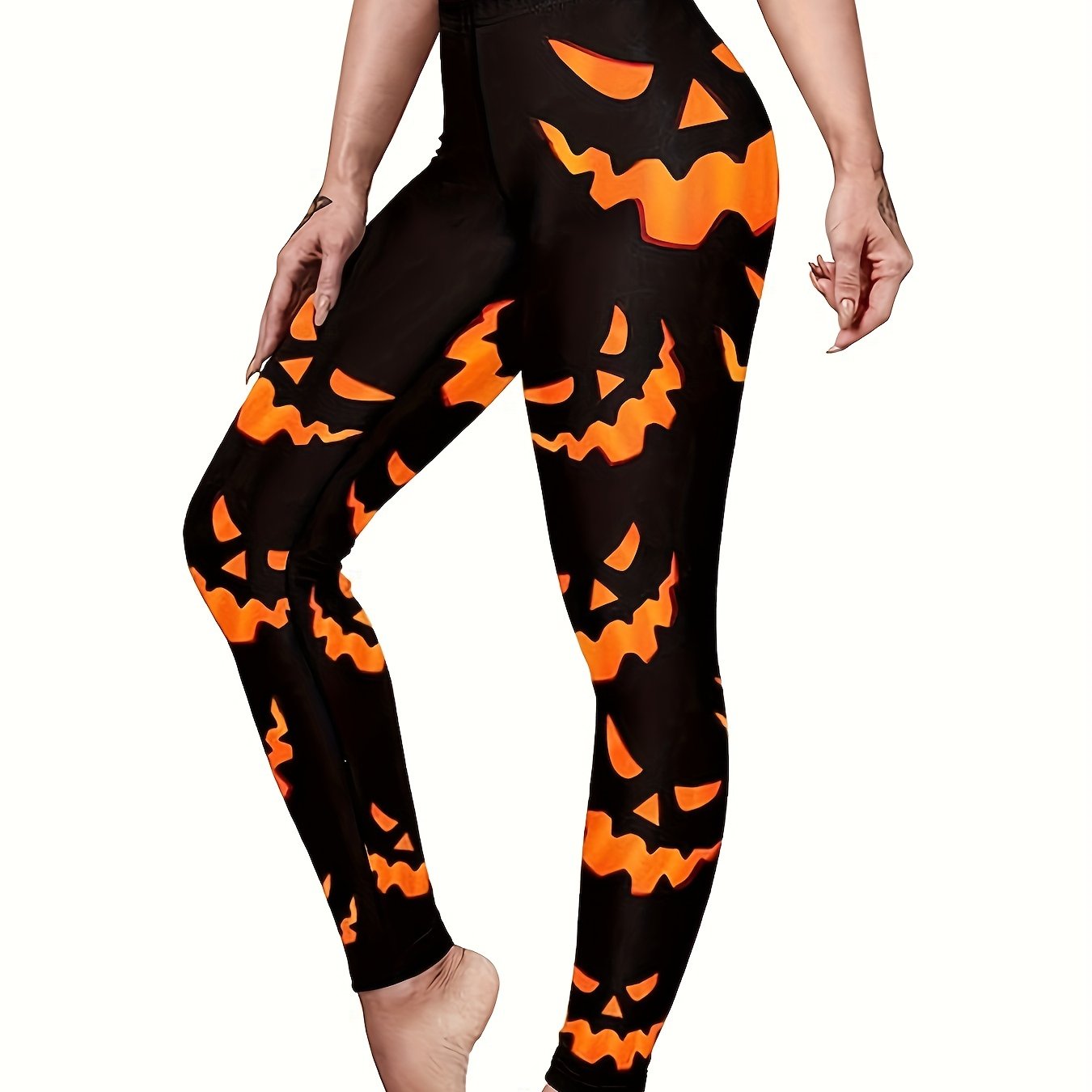 Pumpkin Print Halloween Leggings for Women