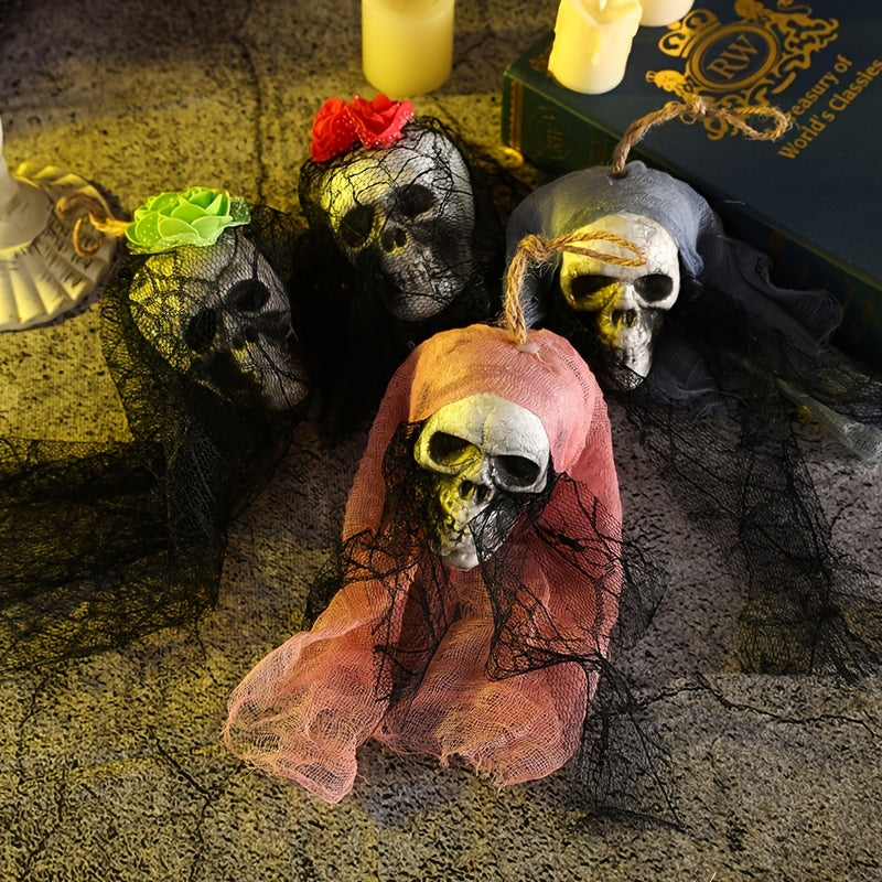 Halloween Hanging Ghost Mesh Skull Head Decorations