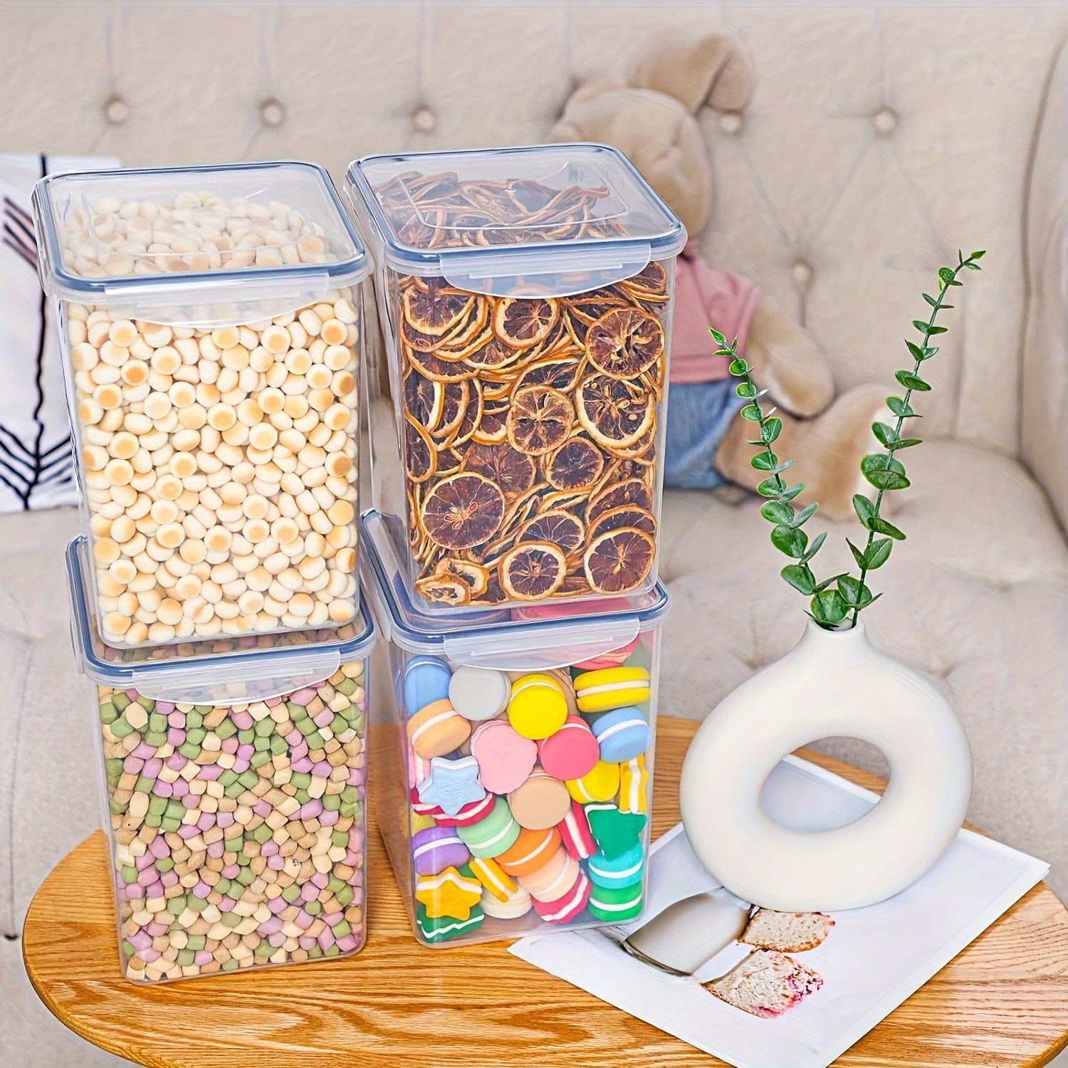 4Pack Large Food Storage Containers 5L BPA-Free Flour Sugar Baking Supplies