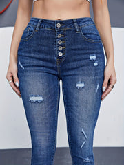 Fringe Trim Skinny Jeans
