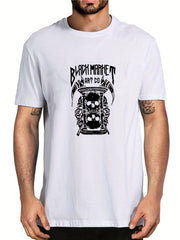 Men's Skull Hourglass Graphic T shirt Casual Stretch Tee