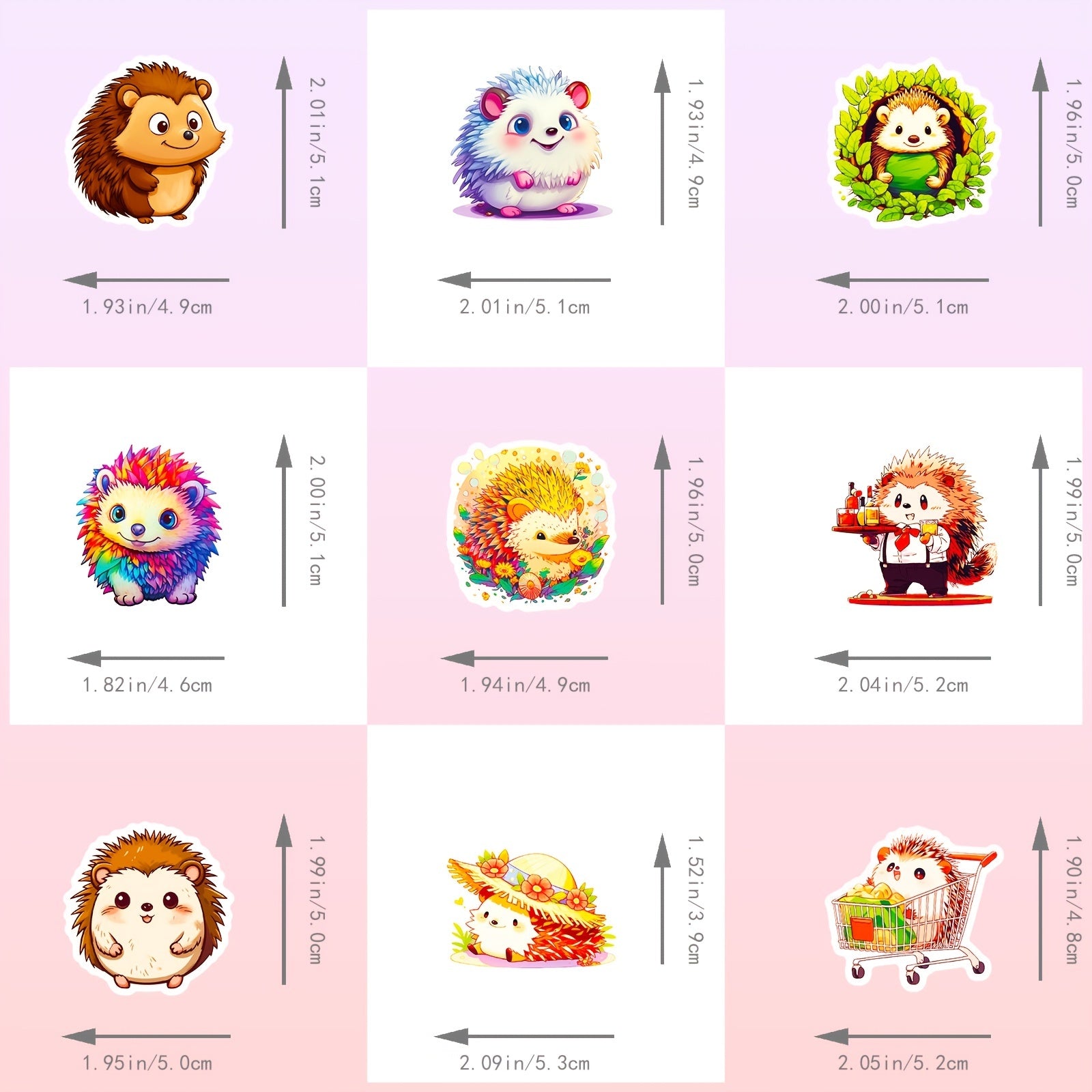 50 Hedgehog Stickers Vinyl Decals for Water Bottles Laptop Phone