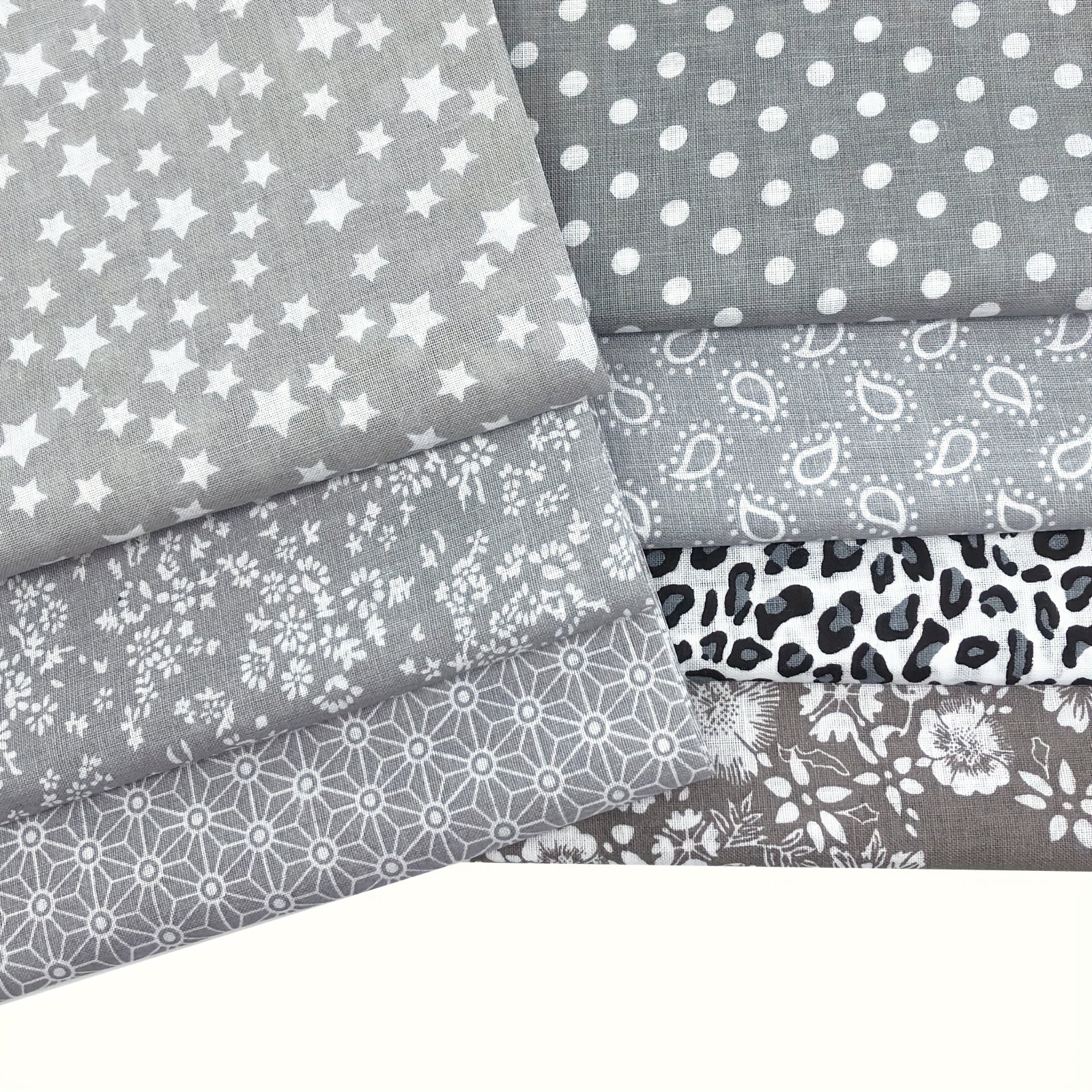 7pcs 49 78 49 Quilting Fabric Grey Fat Quarters Floral Craft Fabric Bundle