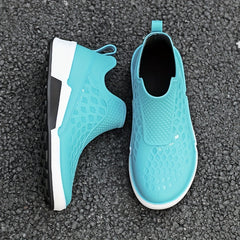 Men Low Top Block Rain Boots Waterproof Non slip Rain Shoes