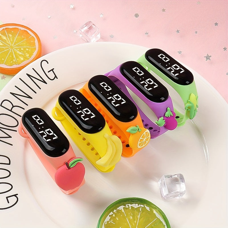 5pcs Cartoon Fruit Kids' Watch Set Colorful Wristwatches for Girls