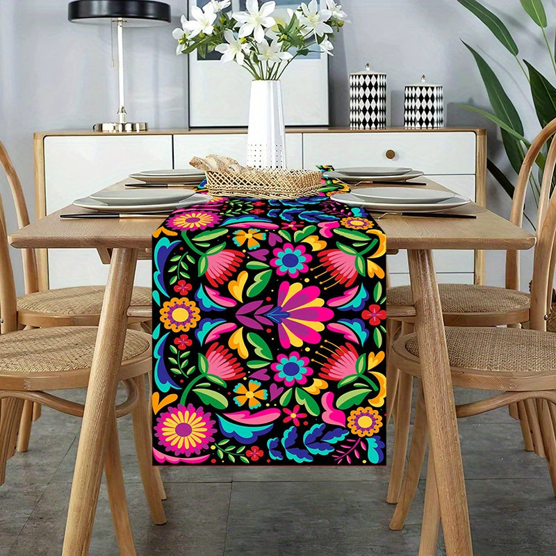 Printed Linen Polyester Table Runner 72in Hanukkah Kitchen Decor