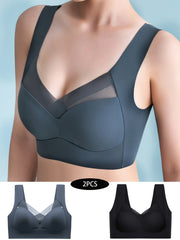 2pcs Wireless Push Up Bras Comfy & Breathable Everyday Lingerie