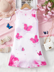 Unicorn Print Sleeveless Dress for Girls