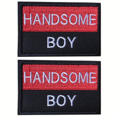 J CARP 2Pcs Dog Slogan Patches Embroidered Fastener Hook L