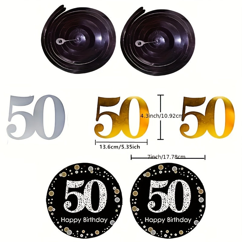 6pcs Gold Silver Hanging Swirls for 50th Birthday Decorations