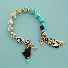 Silk Scarf Bead Bag Chain for Women's Handbag