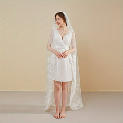 Romantic Wedding Veil Lace Trim Bridal Veil with Comb Hand Wash 2m Long