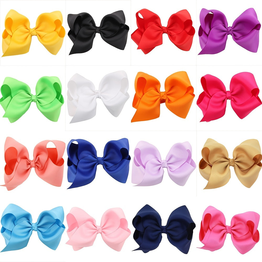 7 Pcs Girls Big Bow Hairpin Solid 6 inch Headwear Hair Accessories
