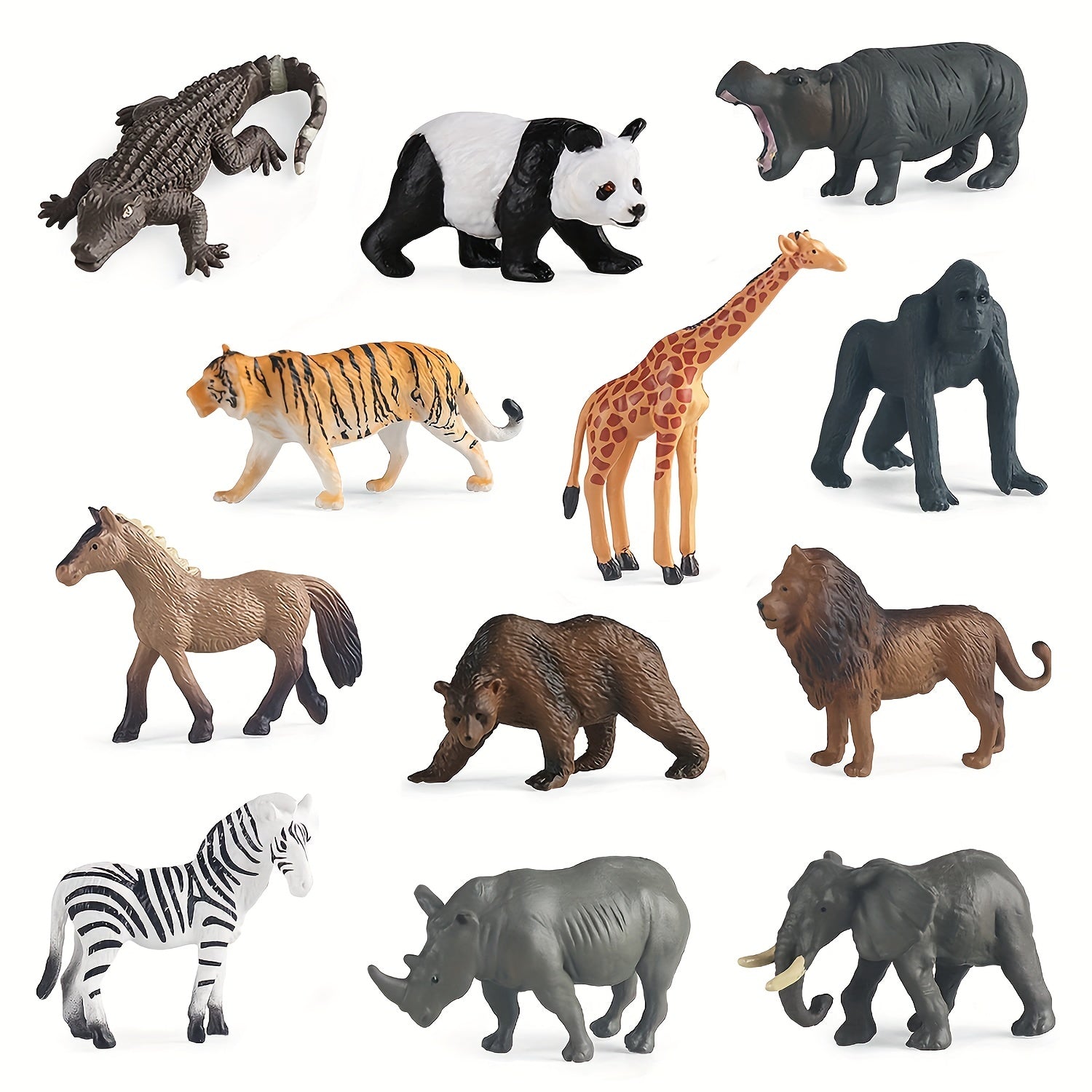 12 Plastic Small Forest Jungle Zoo Animals Kids Party Favors