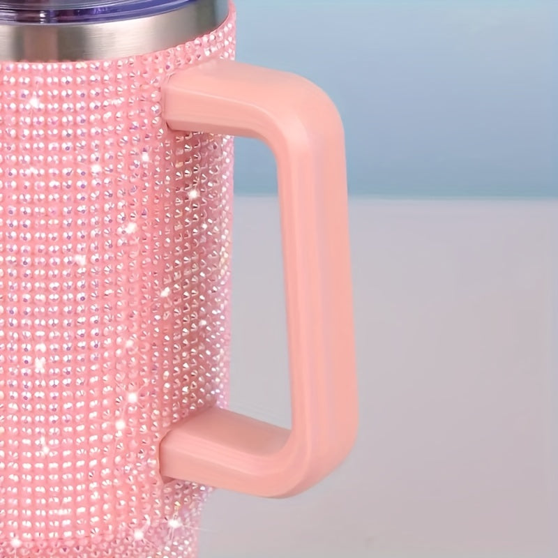 Glitter Tumbler Handle Lid Straw 40oz 304 Stainless Steel Tumbler