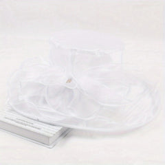 Organza Sun Hat Mesh Flower Foldable Travel Beach UV Protection Church Derby