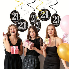 Unforgettable 21st Birthday: 12 Piece PVC Spiral Charm Decor