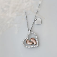 Baby Foot Heart Pendant Necklace Party Holiday Birthday Mother's Gift
