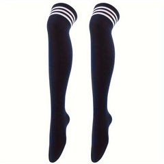 1pair Striped Over The Knee Long Socks Dance Socks