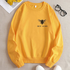 Bee Graphic Sweatshirt Crew Neck Pullover Casual Tops For Fall & Winter
