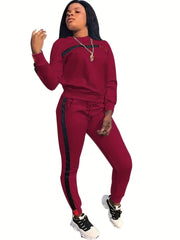 Casual 2pc Set Crew Neck Tops & Running Pants