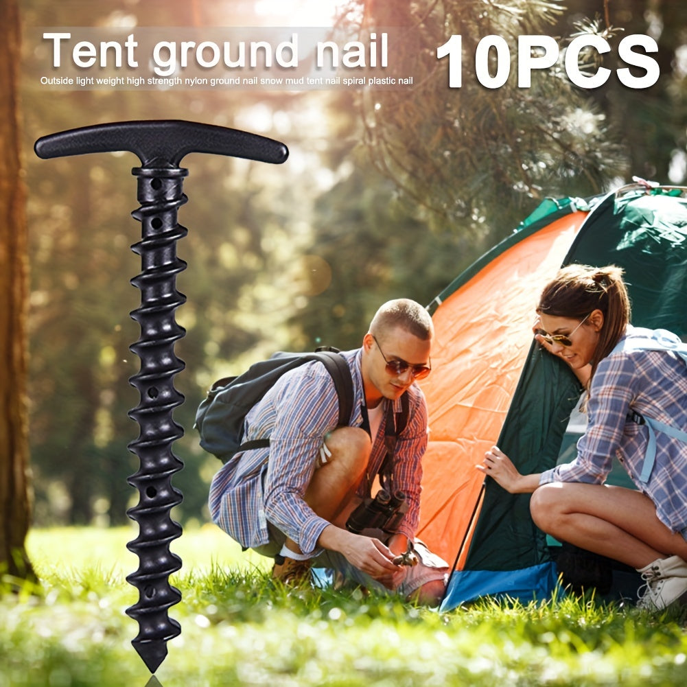 10pcs Durable Screw Anchor Tent Pegs - Rust Resistant Ground Nails
