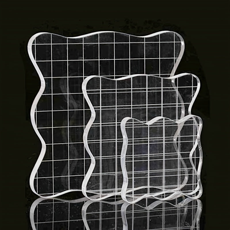3pcs Acrylic Clear Stamp Blocks Set - DIY Scrapbooking Tools
