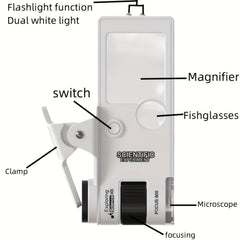 LED Clip-On Microscope with Digital Display for Smartphone
