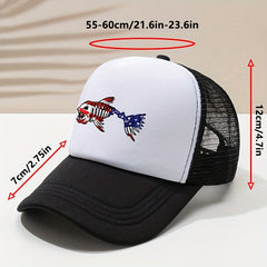 Unisex Breathable Fishbone Print Baseball Cap for Outdoor Sport