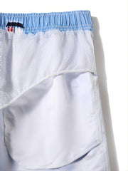 Men's Casual Cerulean Sports Shorts with Tropical Print for Holiday Party