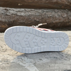 Women's Star & Striped Print Canvas Shoes Casual Lace Up Outdoor Sneakers