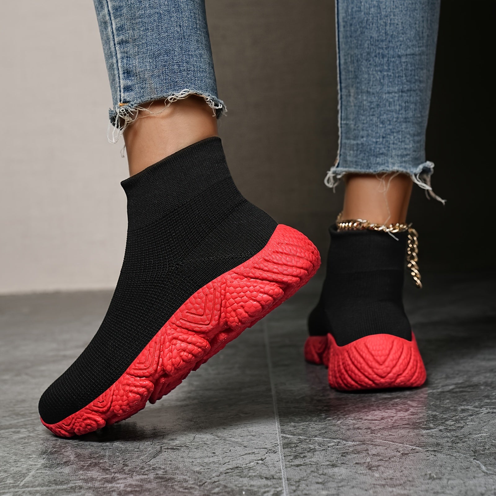 High Top Mesh Running Shoes Slip On Outdoor Sneakers